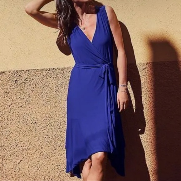 Athleta Dresses Athleta Blue Windward Wrap Dress Poshmark